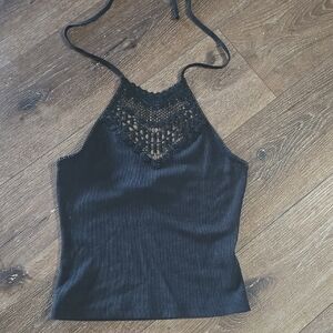 Elegant Black Lace Halter Top